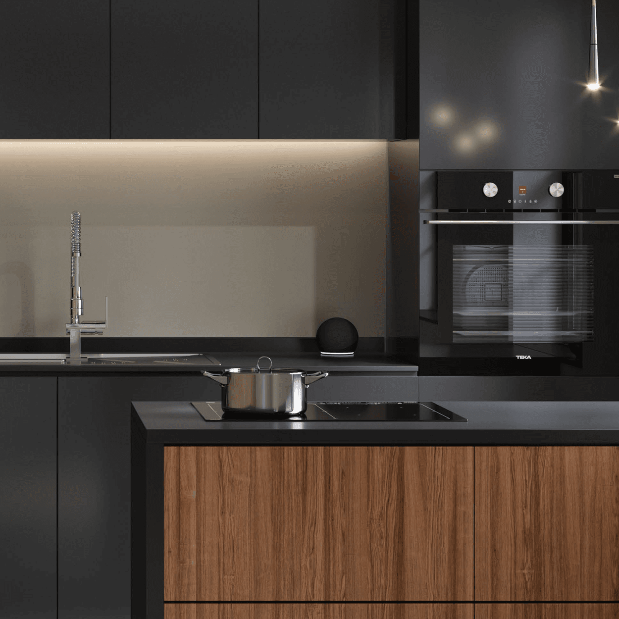 Dark gray three-seater sofa